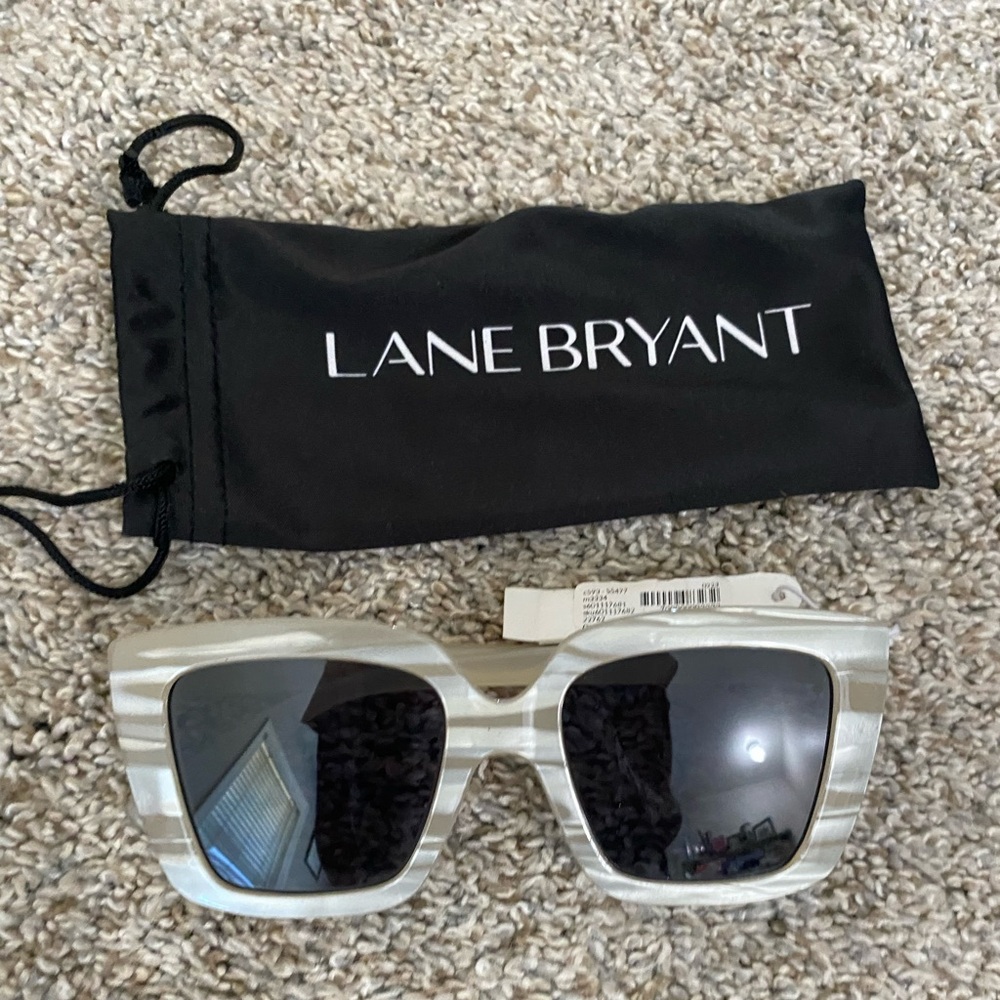 Lane Bryant Striped Sunglasses - White and Gray